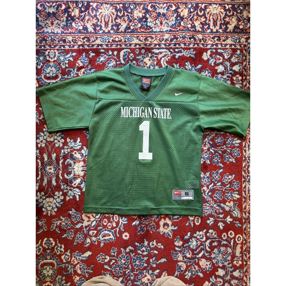 VTG Michigan State Spartans #1 NCAA Team Nike Youth 6 Football Jersey Mesh Green